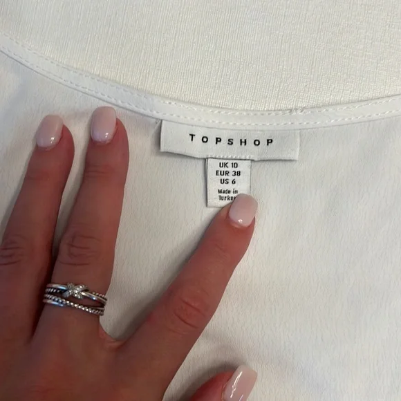 🔴 TOPSHOP IVORY BUTTON PRAIRIE SHORT SLEEVE BLOUSE - Picture 4 of 6